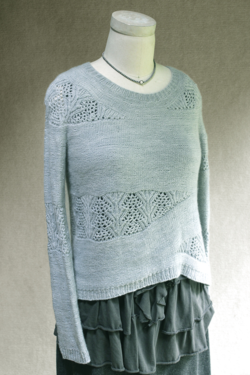 first date pullover knitting pattern, short rows, lace