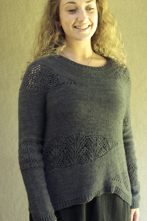 first date pullover knitting pattern, short rows, lace
