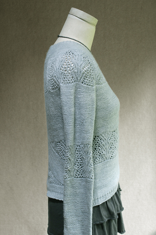 first date pullover knitting pattern, short rows, lace