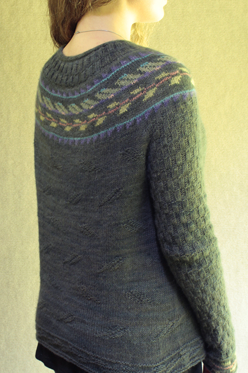 gelica's birds pullover knitting pattern, stranded, texture