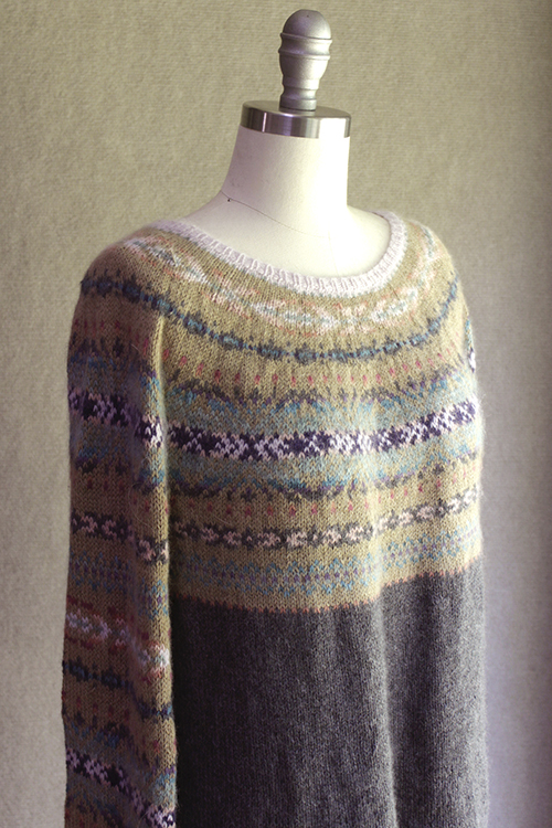 juneau pullover knitting pattern, stranded, texture