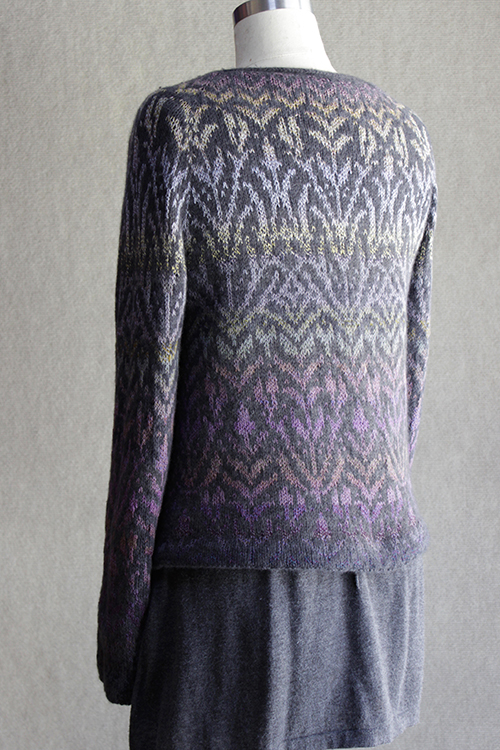 ophelia pullover knitting pattern, stranded botanical