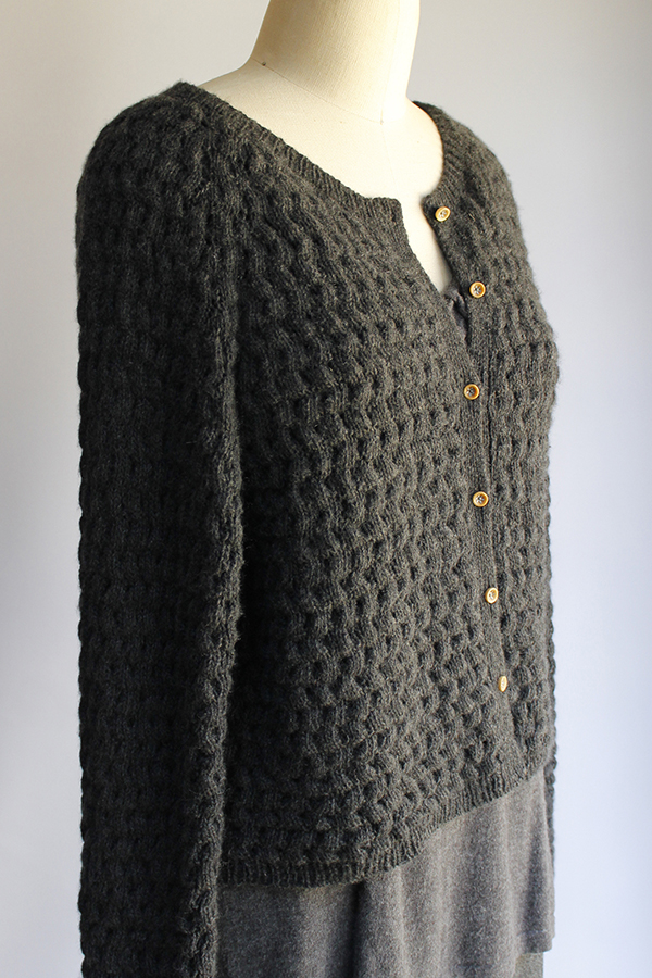 popcorn waffles cardigan knitting pattern, thermal rib